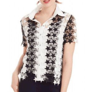 Alberto Makali Star Black White Short Sleeve Top XS NWT